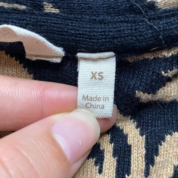 Soft Surroundings Westcourt Cardigan Sweater Tan Black 100% Cotton Size XS - Picture 6 of 9